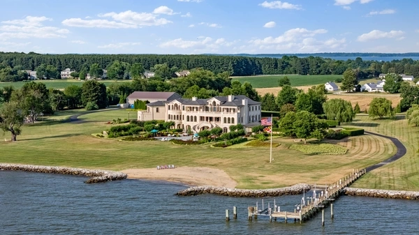 Aerial drone photograph of a property and its surroundings