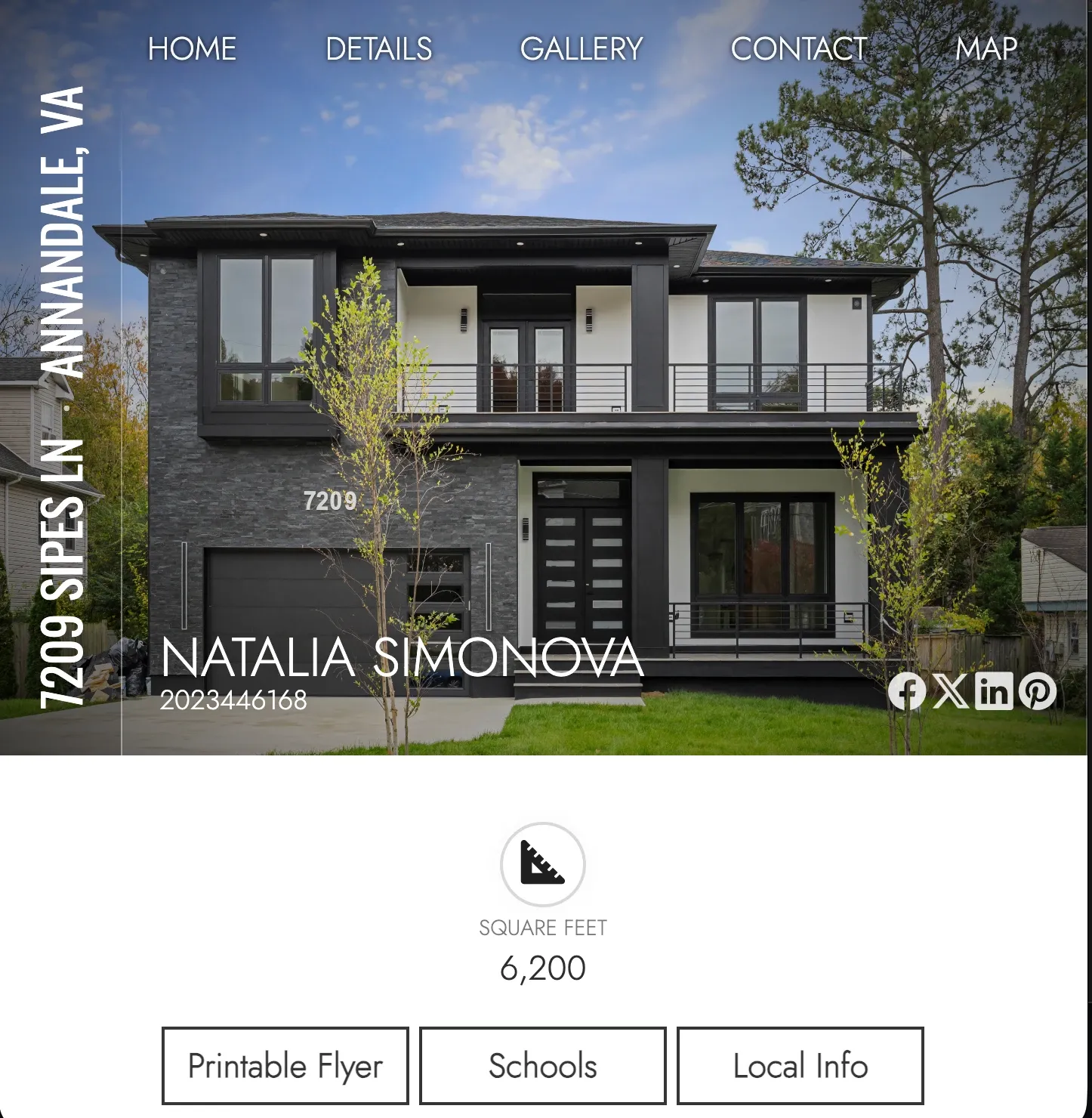 Single property website for 7209 Sipes Ln new construction in Annandale VA by Umedia — photo gallery and property details in one shareable link