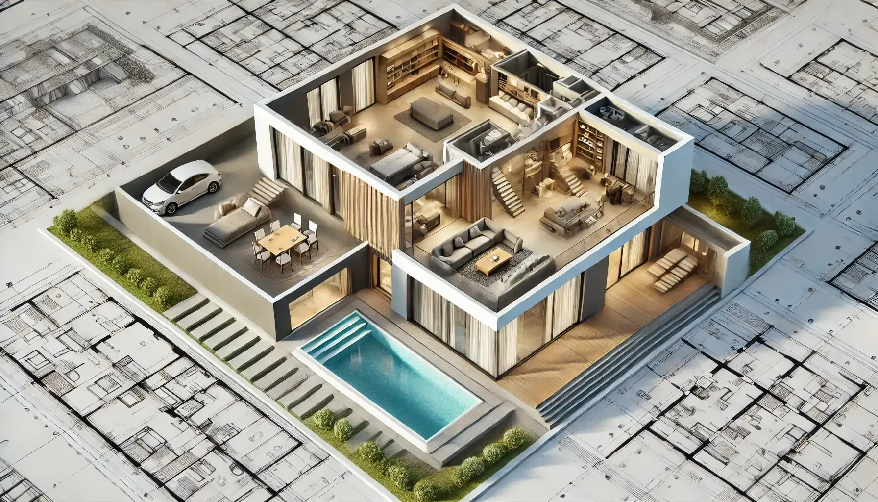 An immersive virtual house tour viewed on a tablet device