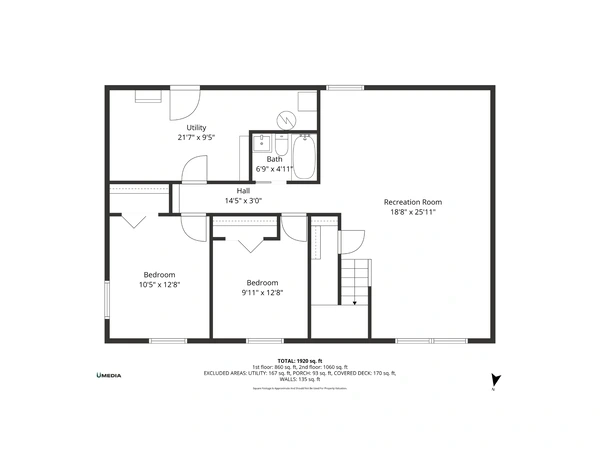 Professional 2D real estate floor plan with room dimensions