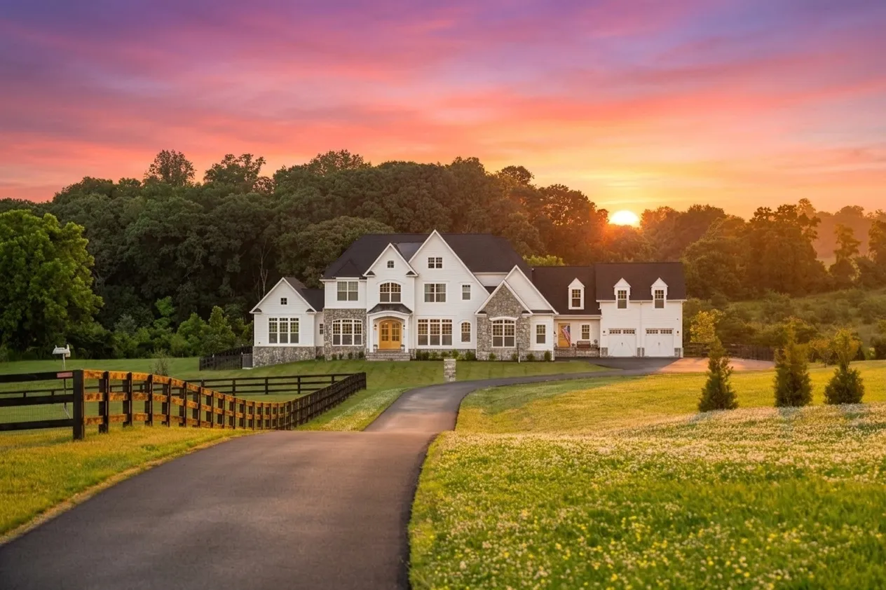 Property photographed in sunrise conditions