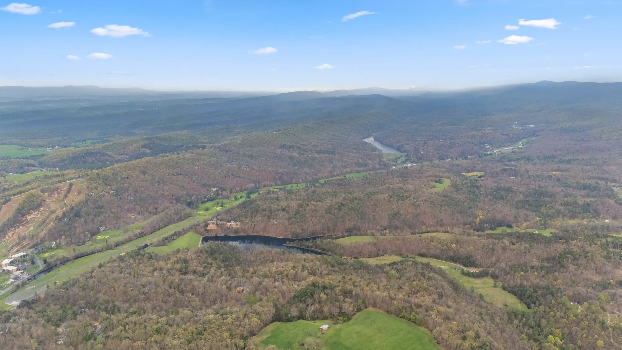 Professional drone shot of vacation rental in Basye, VA