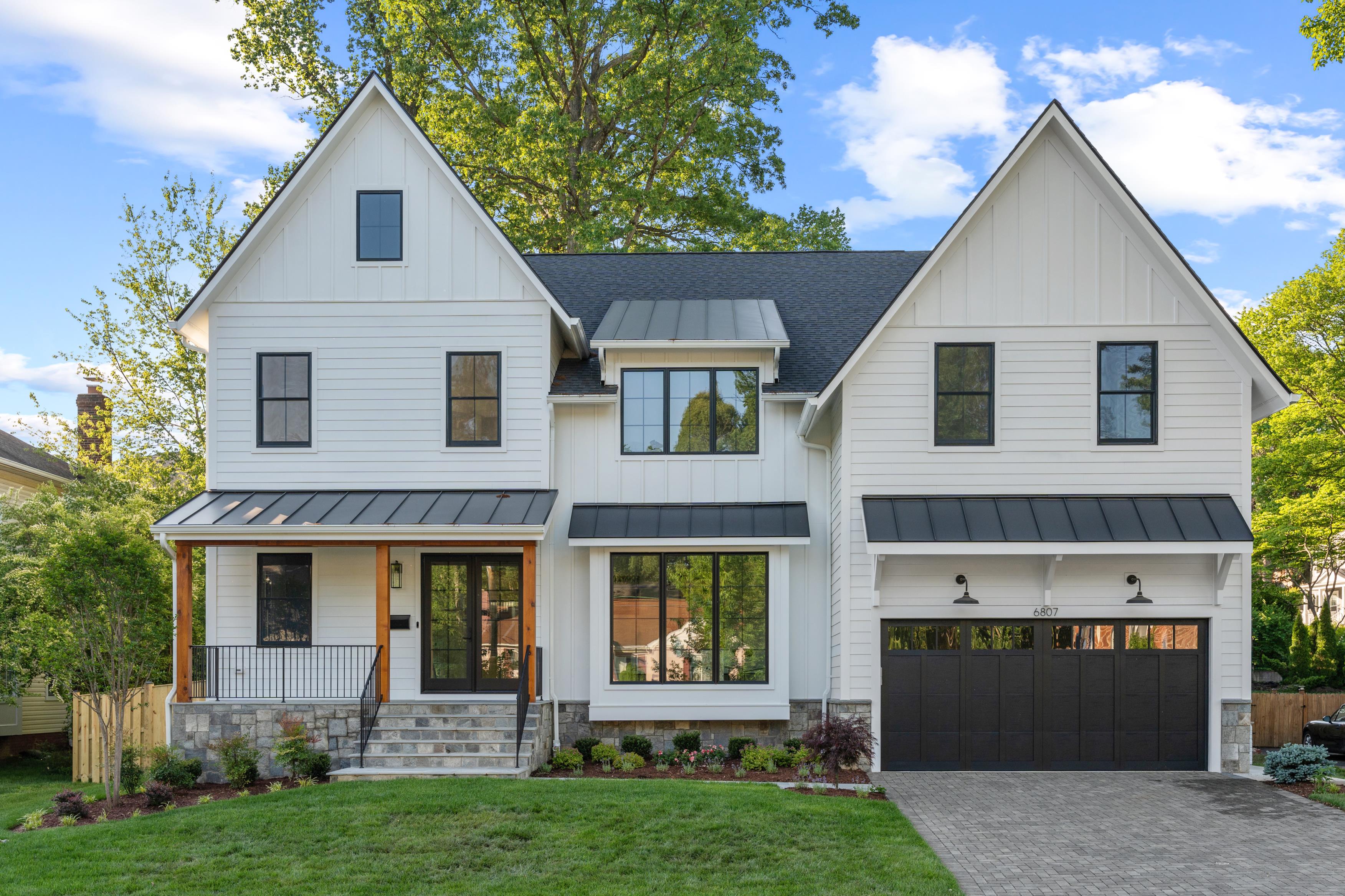 New construction luxury home front facade, Arlington, Virginia
