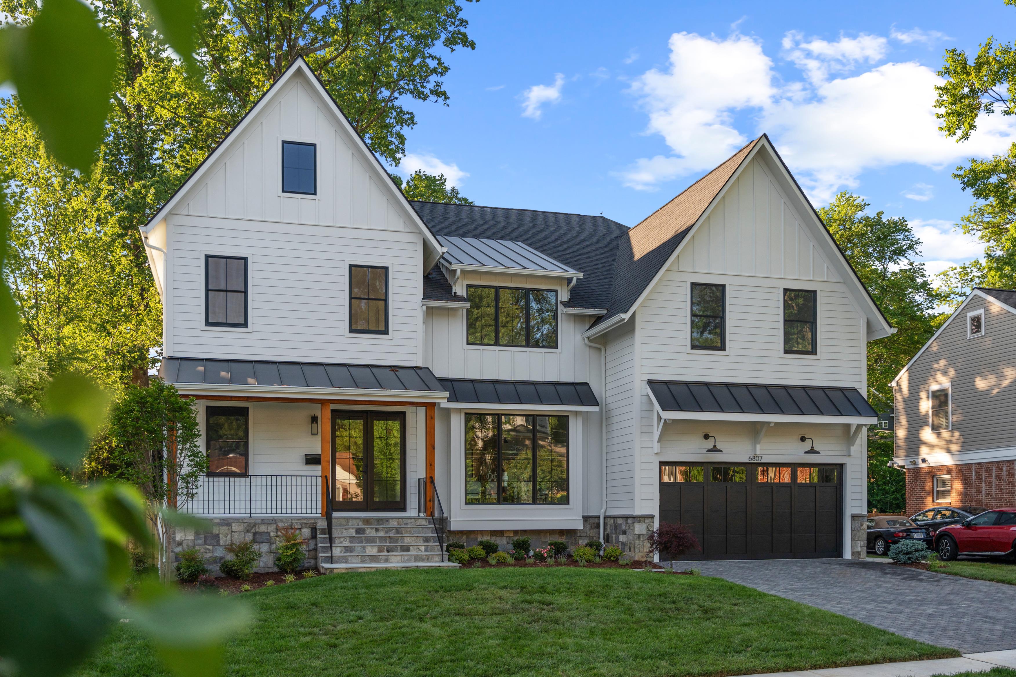 Newly built luxury home exterior in Arlington VA for developer project