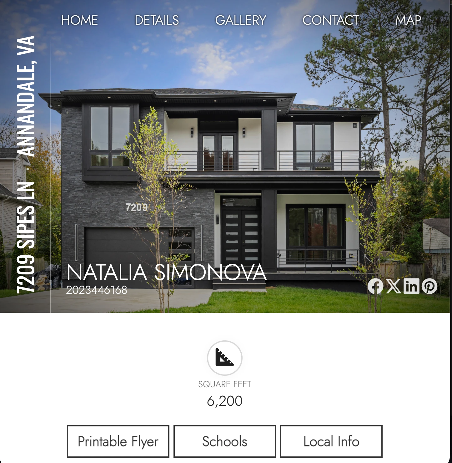 Single property website for 7209 Sipes Ln new construction in Annandale VA by Umedia — photo gallery and property details in one shareable link