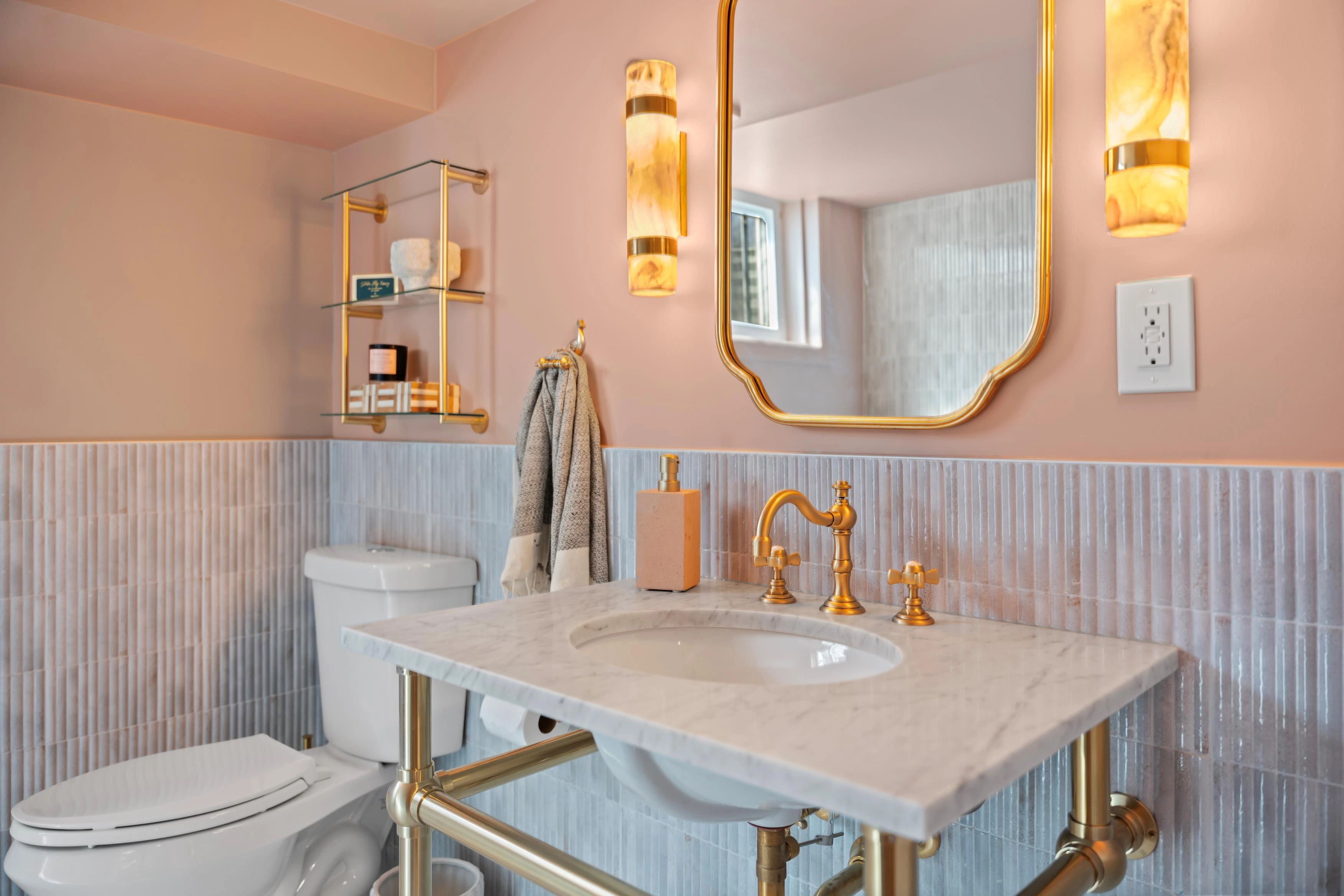 Bright modern bathroom with clean tile work and contemporary fixtures