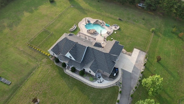 Professional aerial drone photography of a property by Umedia